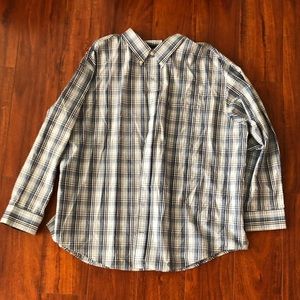 IZOD Plaid Blue and White Button Down